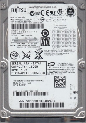 MHZ2160BJ FFS G2 Fujitsu 160GB SATA 2.5 Inch Hard Drive